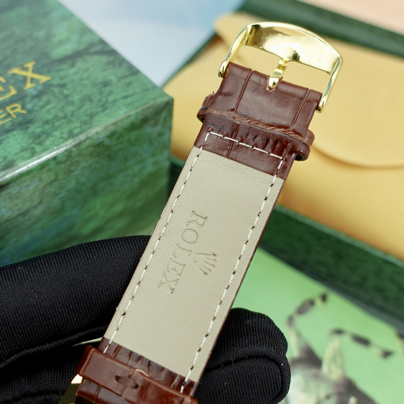 Đồng Hồ Nam Rolex JAPAN WATCH Thiết Kế Kim Trôi Dây Da Cao Cấp Chống Xước Size 41mm