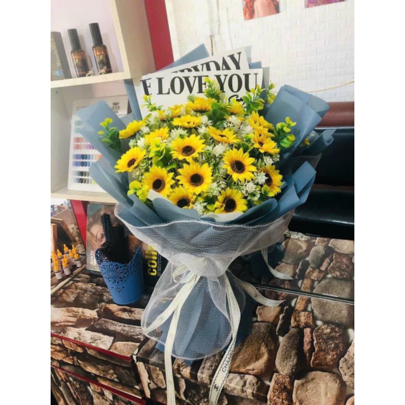 Lẻ 1 bông hoa hướng dương lụa 7cm