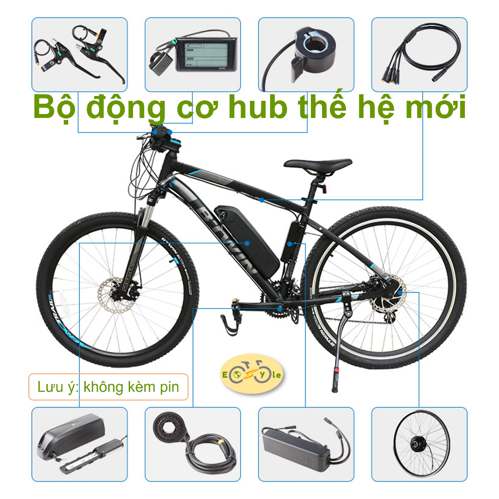 Bộ động cơ nâng cấp xe đạp thường thành xe đạp trợ lực điện Saili 48V 250W-750W thiết kế mới chống nước
