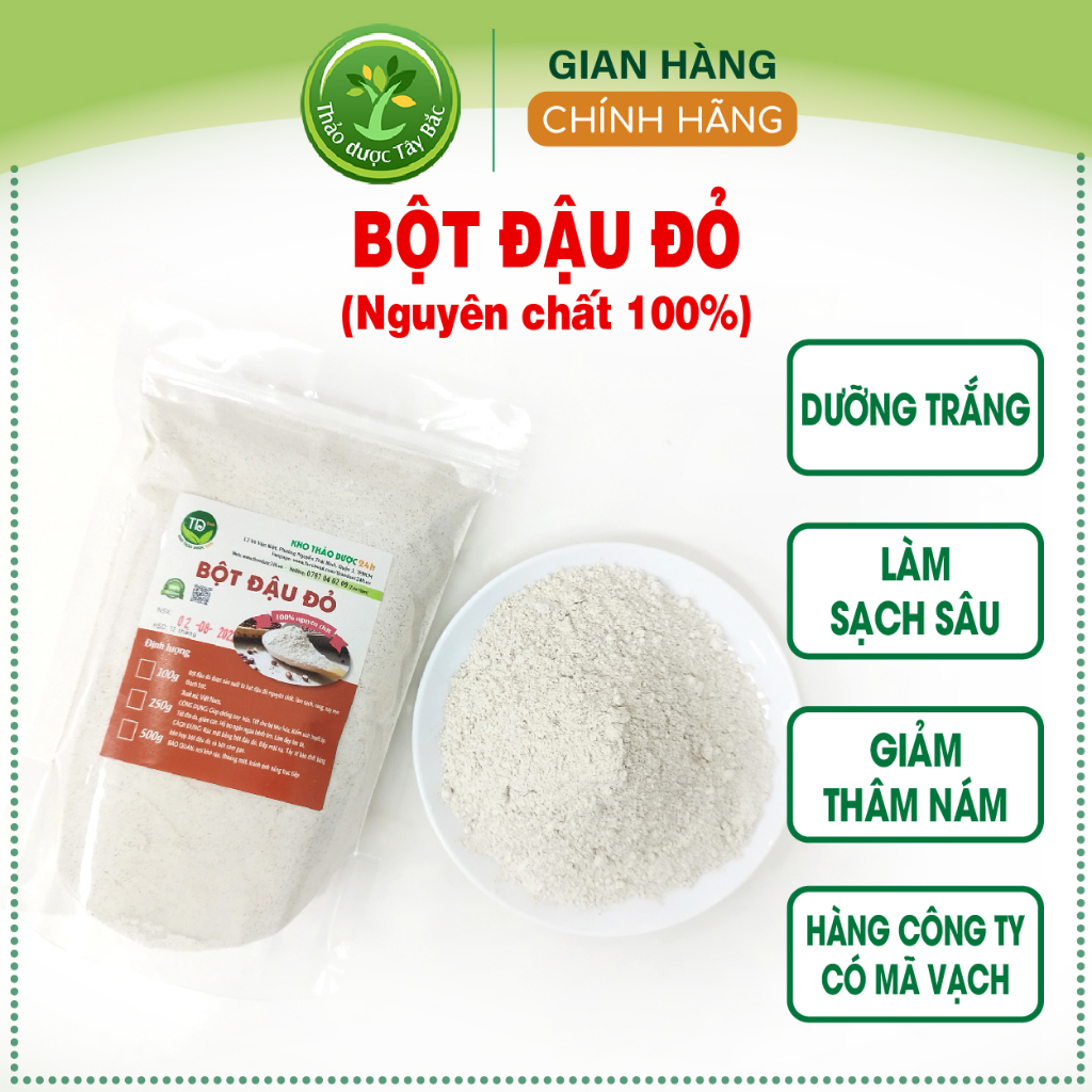 Bột đậu đỏ nguyên chất chứa nhiều khoáng chất tốt cho da dùng đắp mặt nạ ngăn ngừa mụn, dưỡng da trắng mịn [100g - 500g]