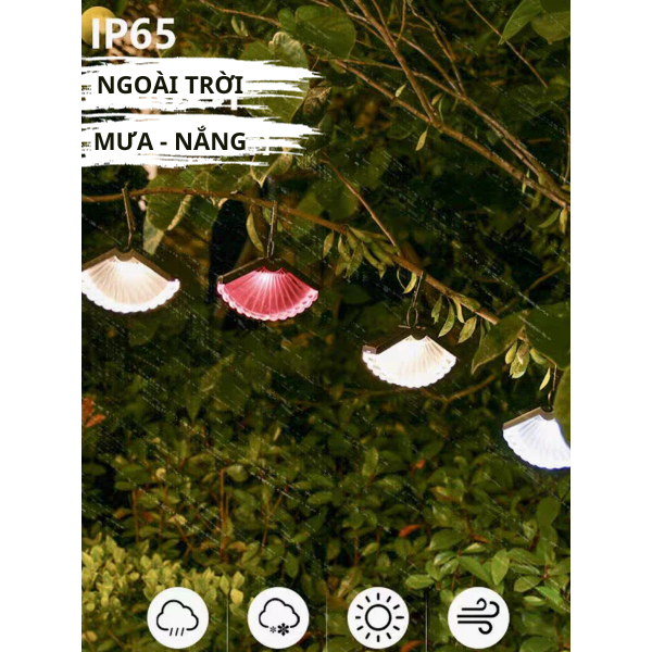 Đèn năng lượng mặt trời hình quạt đèn treo cây đèn led trang trí quán cafe sân vườn ban công ngoài trời kháng nước