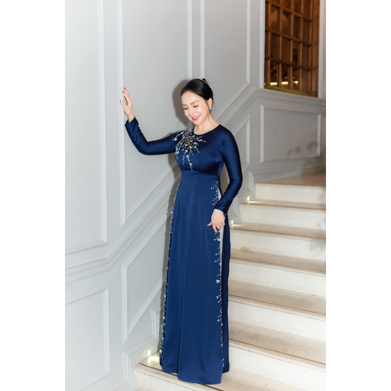 Áo Dài Mẹ Sui Lụa Tô Châu Cao Cấp Đính Kế Đá Thủ Công Sang Trọng