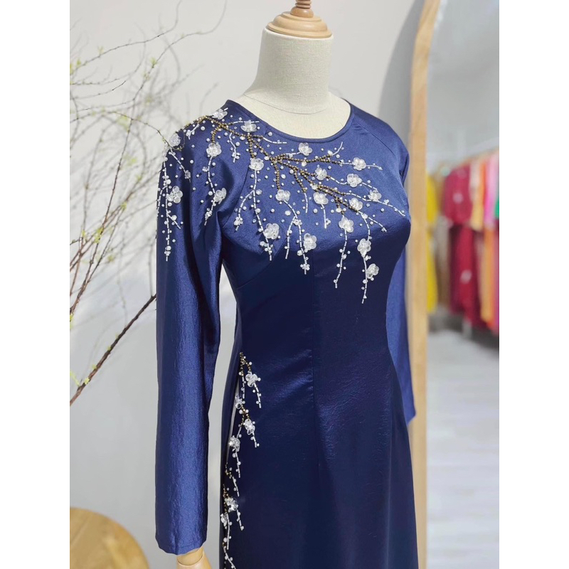 Áo Dài Mẹ Sui Lụa Tô Châu Cao Cấp Đính Kế Đá Thủ Công Sang Trọng