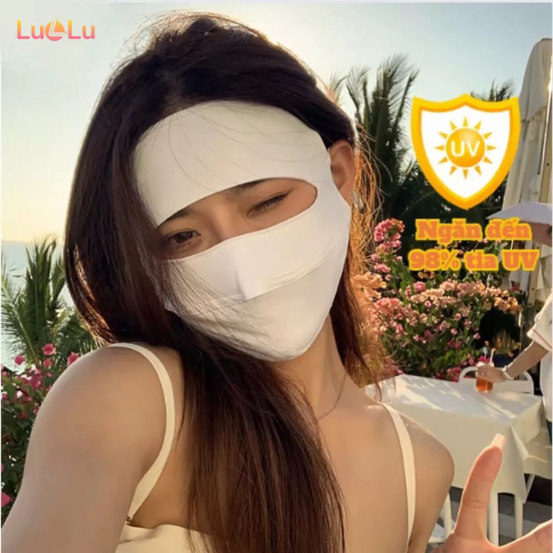 Khẩu Trang Che Kín Mặt  Chống Nắng Tia UV UPF50+ Chuẩn Nội Địa Trung Chất Liệu Vải Thun Cực Mát Mịn