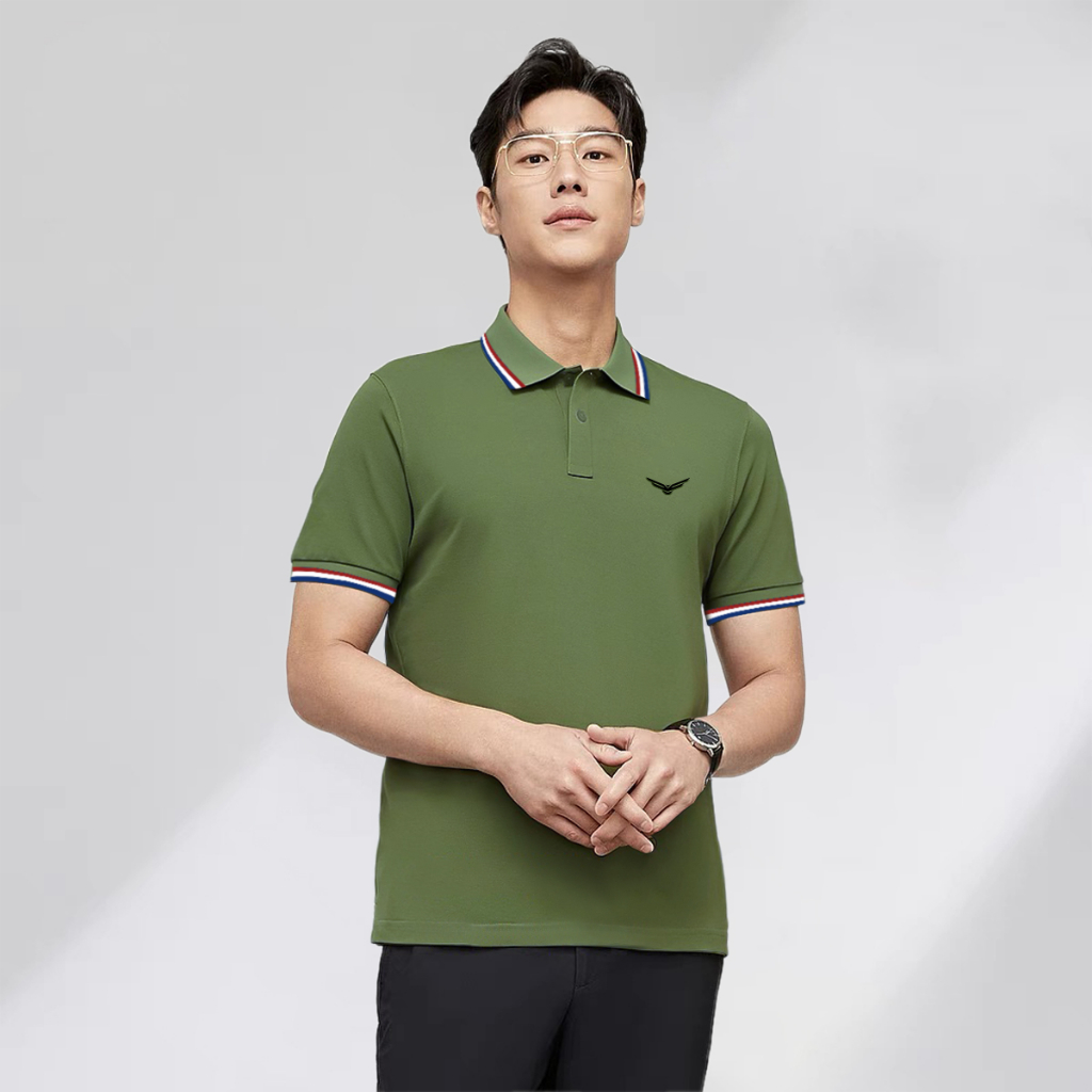 Áo polo nam cao cấp có cổ  SIXMEN 3RIM Eagle - Áo polo vải CVC cotton thoáng mát, sang trọng