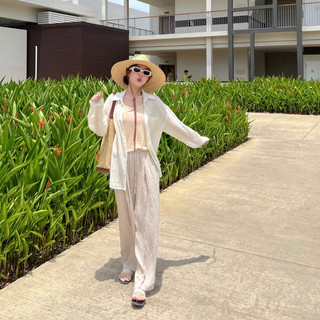Udorable set áo sơmi nữ khoác ngoài kèm áo hai dây. áo sơmi tơ mỏng kèm áo hai dây phong cách hàn quốc