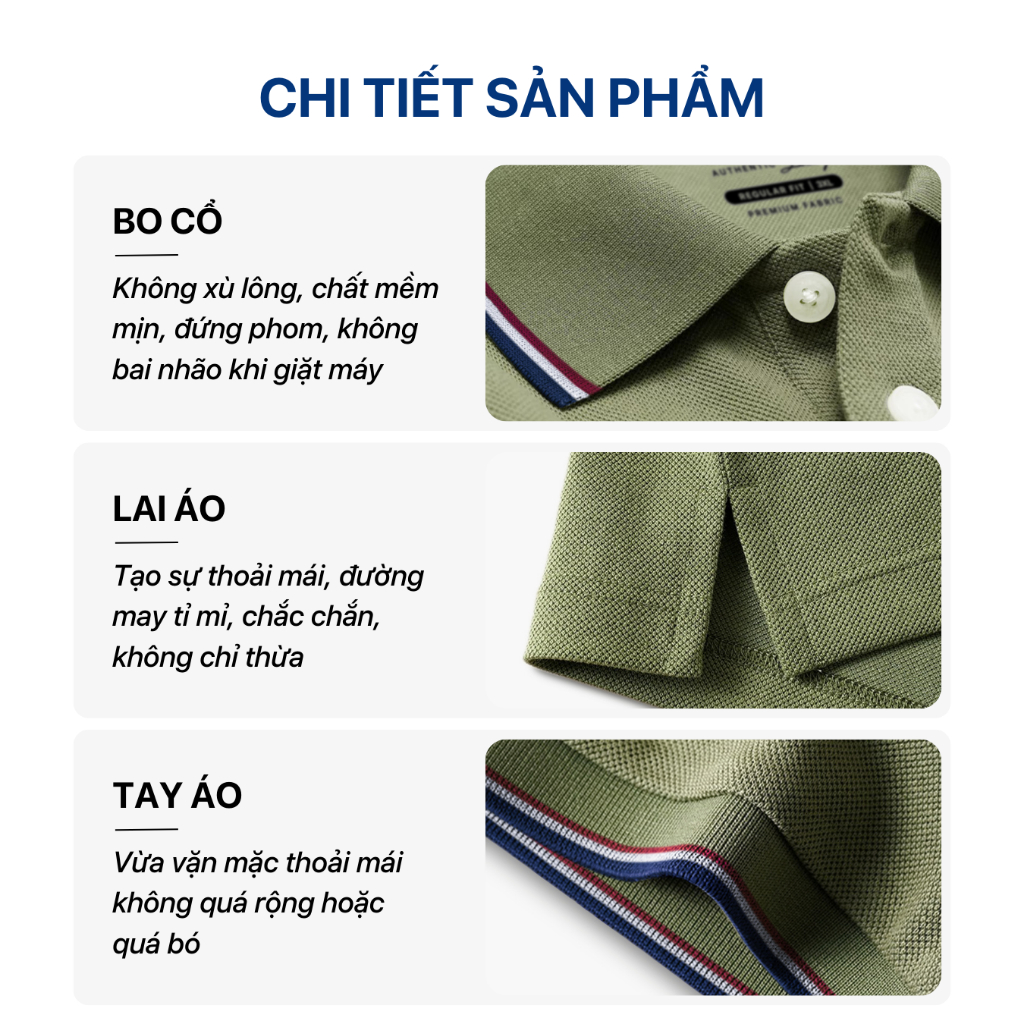 Áo polo nam cao cấp có cổ  SIXMEN 3RIM Eagle - Áo polo vải CVC cotton thoáng mát, sang trọng