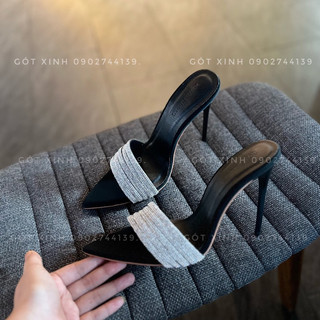 Dép cao gót nữ quoai đá 5 dây sang trọng cao 8 đến 12phân