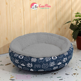 Ổ nệm cho chó tròn 2 lớp 45cm đệm cho cún - CutePets