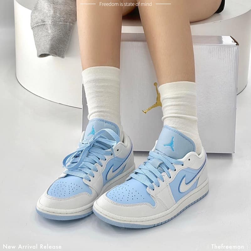 Giày Air Jordan 1 Low Reverse Ice Blue thể thao dành cho nam nữ, Jordan 1 real FullBox FLEX SHOP