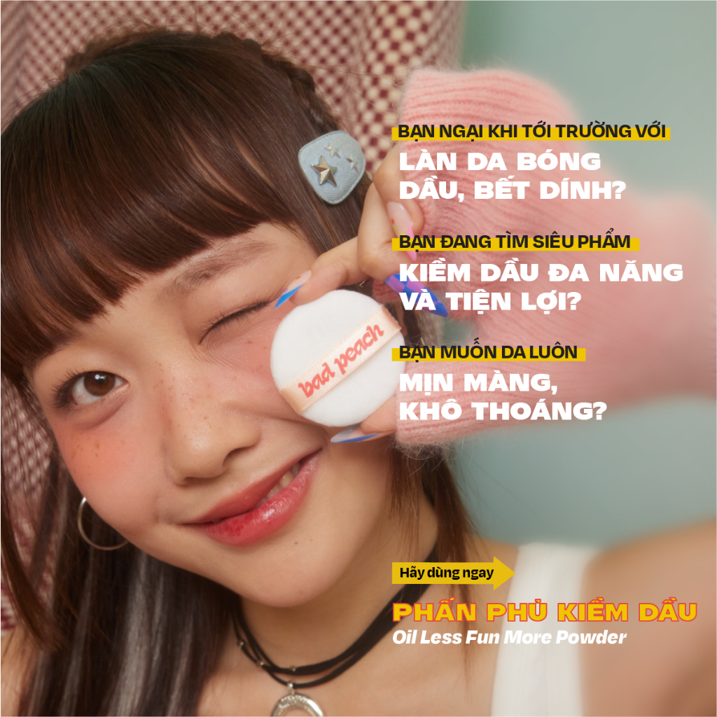 Phấn Phủ Kiềm Dầu BAD PEACH Oil Less Fun More Powder SPF35/PA++ 4g