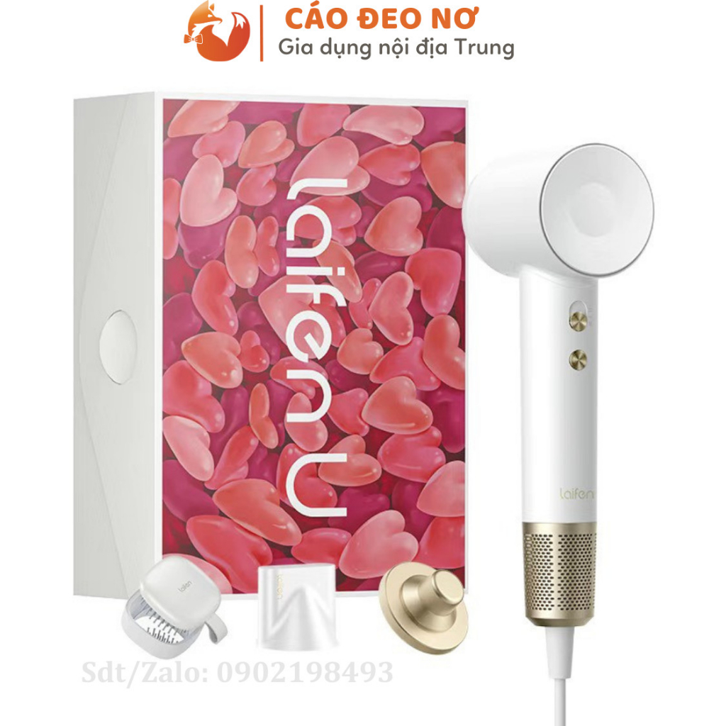 Máy sấy tóc Laifen LF03 U- túi quà tặng kèm móc treo và đầu phun khí.BH 5 năm - Cáo Đeo Nơ đổi trả trong 30