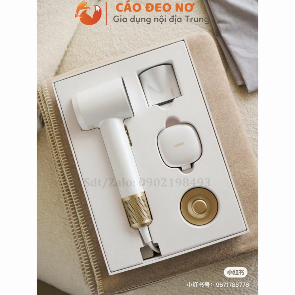Máy sấy tóc Laifen LF03 U- túi quà tặng kèm móc treo và đầu phun khí.BH 5 năm - Cáo Đeo Nơ đổi trả trong 30