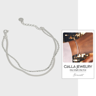 2 Layers Bead Ball Snake Chain Braceler | Lắc tay bạc 2 chuỗi trơn Calla Jewelry l B003