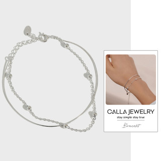 2 Layers Bracelet | Lắc tay bạc chuỗi bi bạc kết hợp cùng chuỗi trơn Calla Jewelry l B004