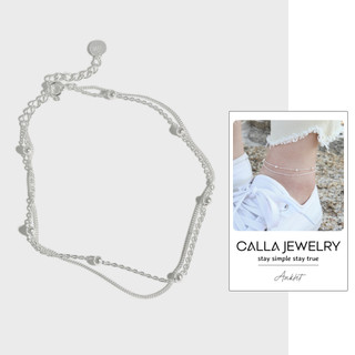 Vintage Beads Two Lines Anklet | Lắc chân bạc 2 chuỗi thanh lịch nữ tính Calla Jewelry l A002