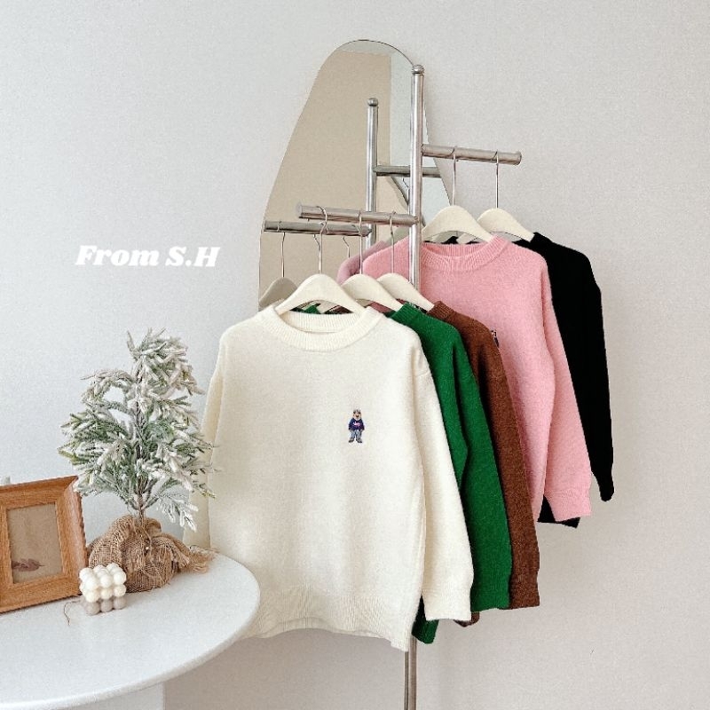 Áo len sweater thêu gấu form rộng QC cao cấp
