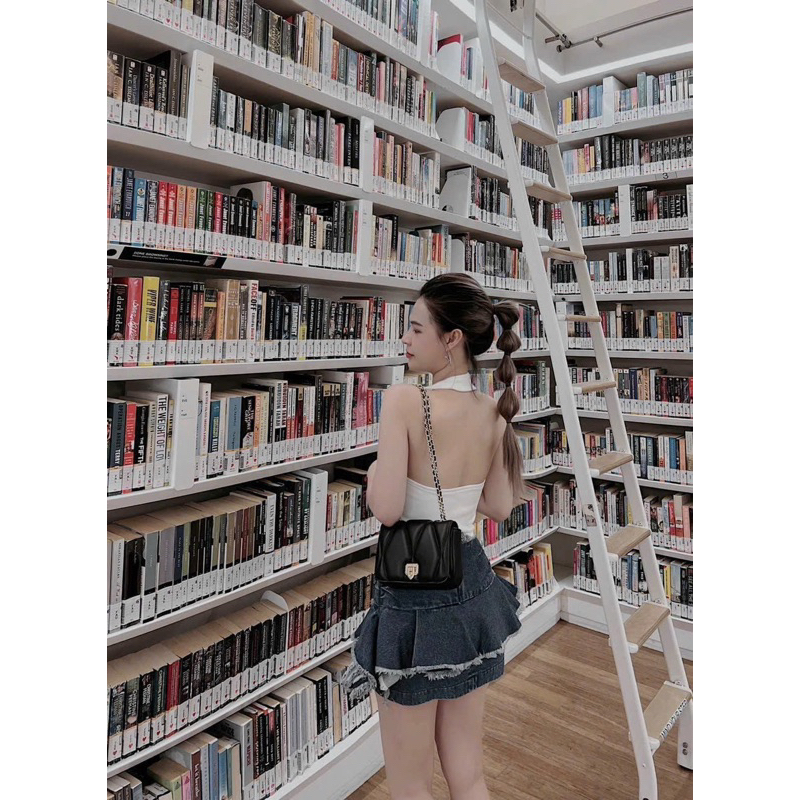 Túi cnk trám khoá gập da siêu mềm phối đồ thời trang dễ thương đeo vai và đeo chéo