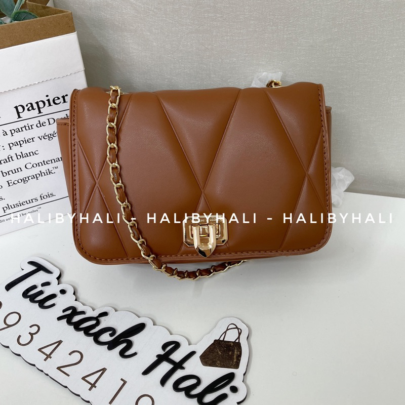 Túi cnk trám khoá gập da siêu mềm phối đồ thời trang dễ thương đeo vai và đeo chéo