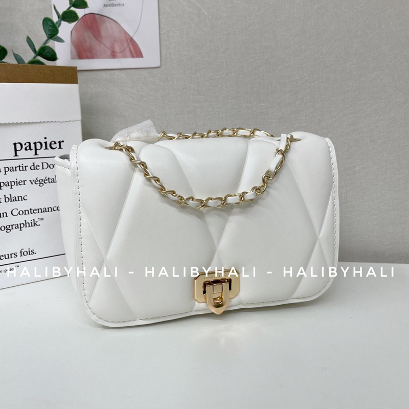 Túi cnk trám khoá gập da siêu mềm phối đồ thời trang dễ thương đeo vai và đeo chéo