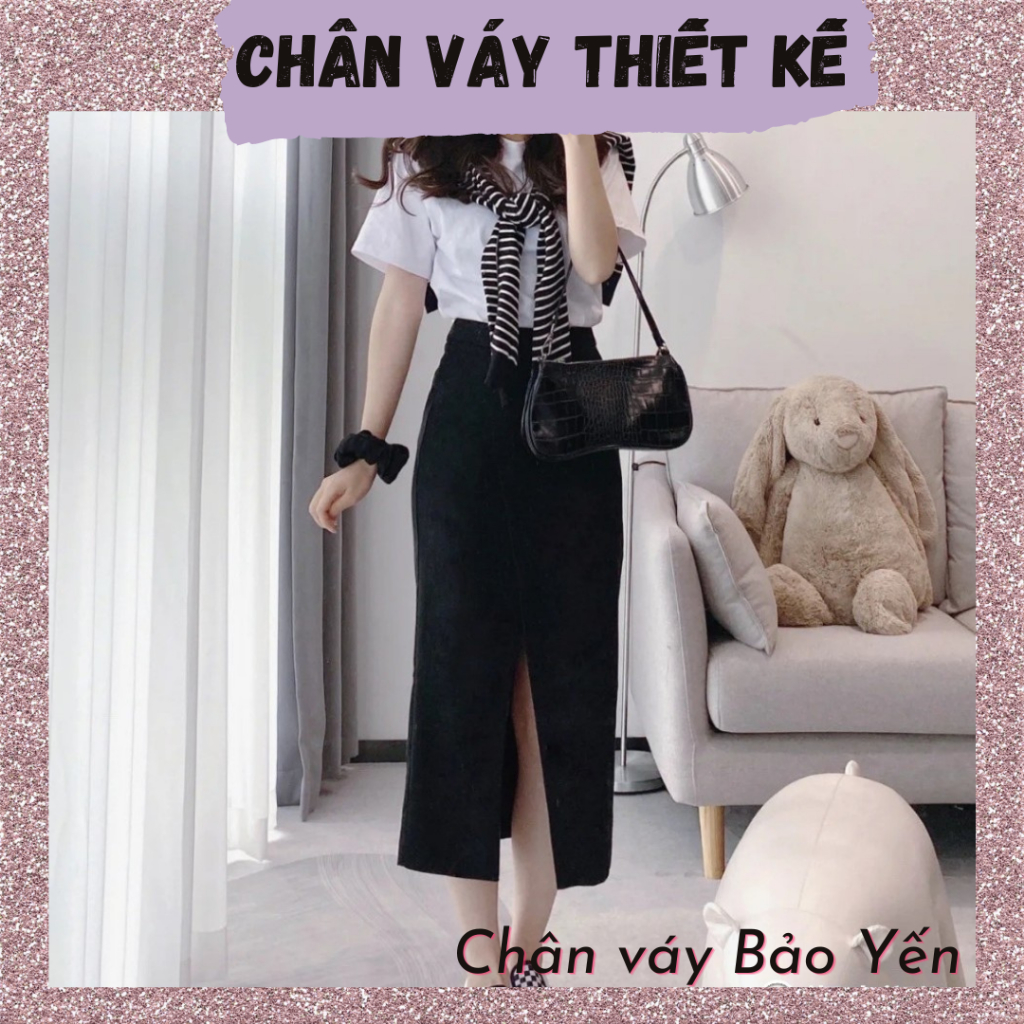 Chân váy dài đắp tà xẻ giữa - M99
