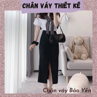 Chân váy dài đắp tà xẻ giữa - M99