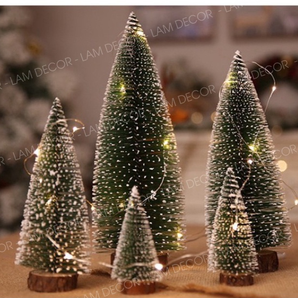 Cây thông noel phủ tuyết trang trí nhà, phụ kiện chụp ảnh chủ đề giáng sinh