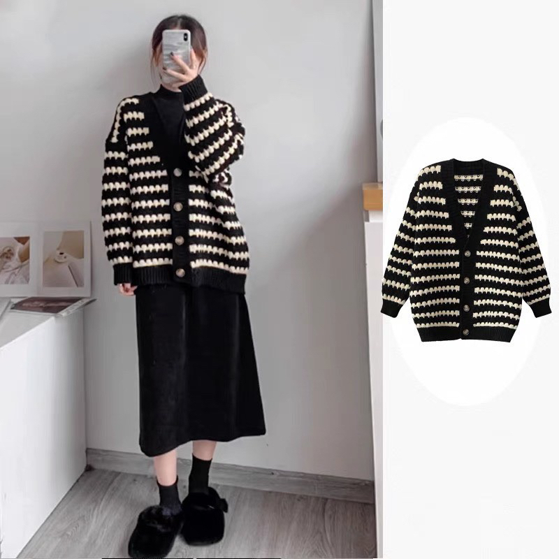 Cadigan Kẻ Sọc Thời Trang Nữ