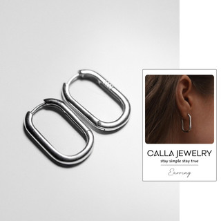 Big Oval Earrings | Khuyên tai bông tai bạc hình oval lớn Calla Jewelry l E017