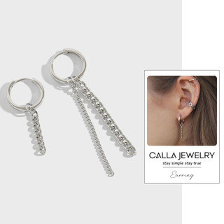 Mismatched Earrings with Curb Chain | Khuyên tai bông tai bạc tròn dây xích Calla Jewelry l E039