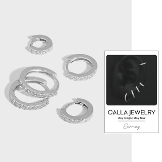 CZ Huggie Hoop Earrings | Khuyên tai bông tai bạc tròn nạm 1 vòng đá nhiều size Calla Jewelry l E010