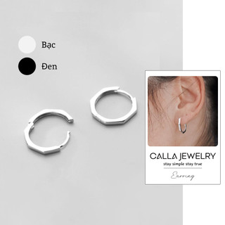Octagon Hoop Earrings | Khuyên tai bông tai bạc bát giác Calla Jewelry | E030
