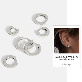 Classy Hoop Earrings | Khuyên tai bông tai bạc khóa tròn bản 2mm Calla Jewelry l E007