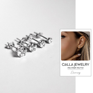 Simple CZ Stud Earring - Khuyên tai Bông tai bạc cao cấp s925 Nụ đá Calla Jewelry | E003