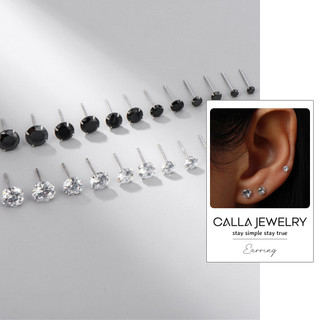 CZ Stud Earrings | Khuyên tai bông tai bạc nụ đá đen trắng bling bling nam nữ Calla Jewelry | E002