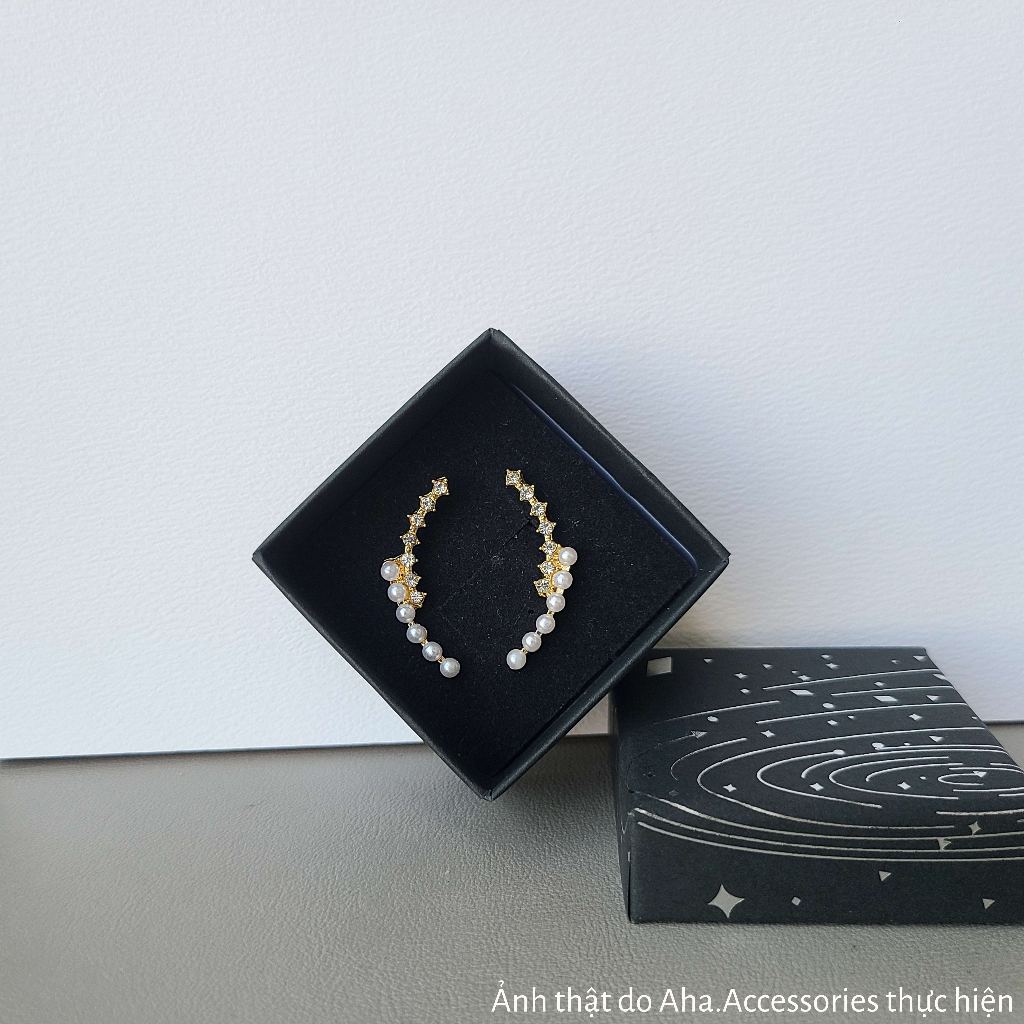 Khuyên tai nữ Khuyên tai ôm vành tai đính đá ngọc trai nhân tạo Aha.Accessories KVT
