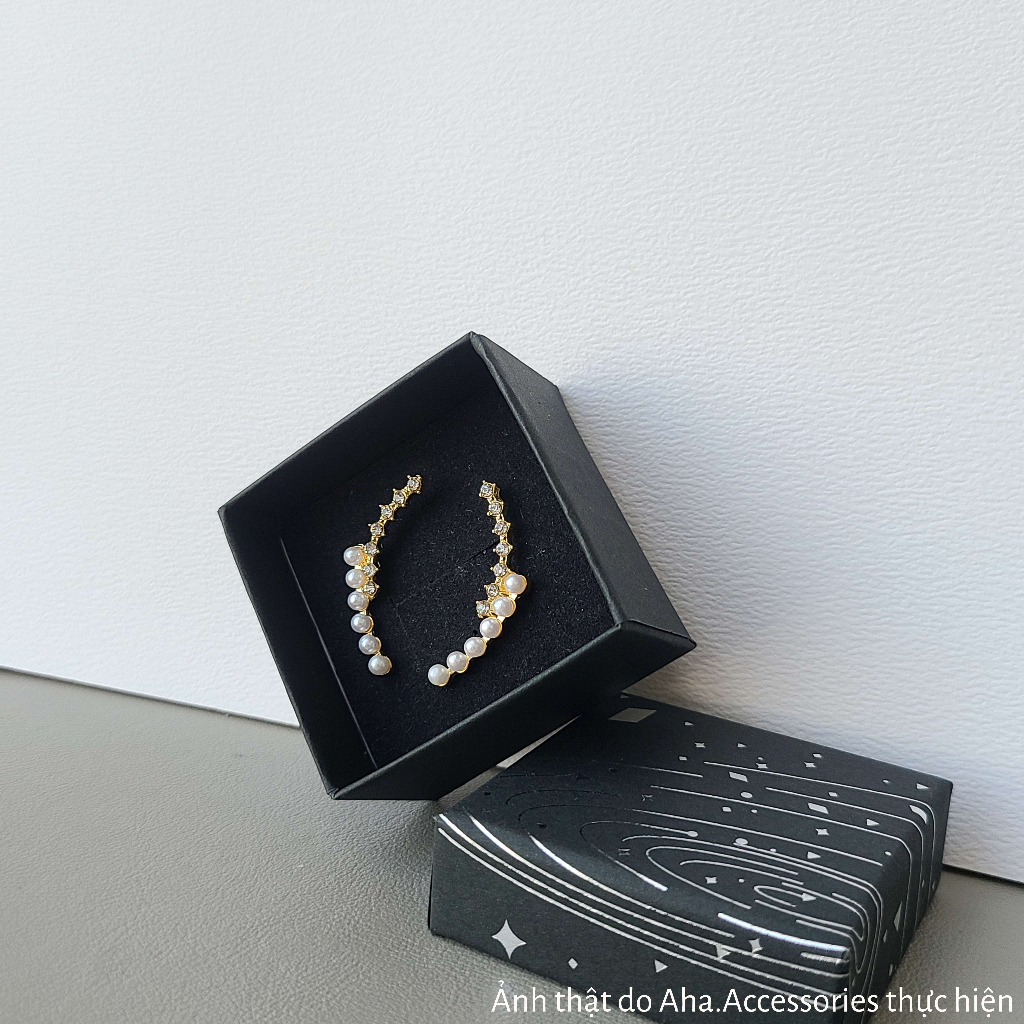 Khuyên tai nữ Khuyên tai ôm vành tai đính đá ngọc trai nhân tạo Aha.Accessories KVT