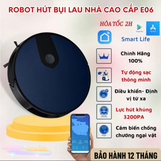 Robot hút bụi lau nhà Đức E06 lau khô ướt Hộp nước riêng sạc tự động cảm biến chống rơi Làm việc theo sơ đồ hút khỏe