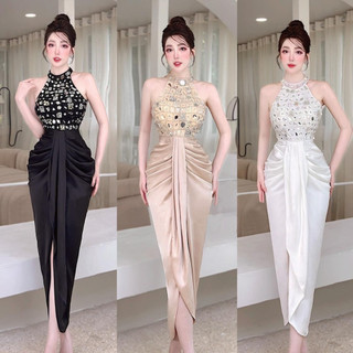 Đầm dự tiệc body cổ yếm đính đá full size s/m/l/xl ( hàng có sẵn)MS1634V513V