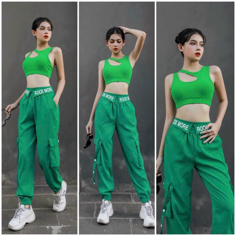Quần jogger tập gym yoga túi hộp cạp vạt 2 bên