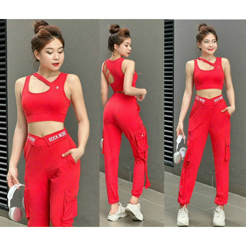 Quần jogger tập gym yoga túi hộp cạp vạt 2 bên