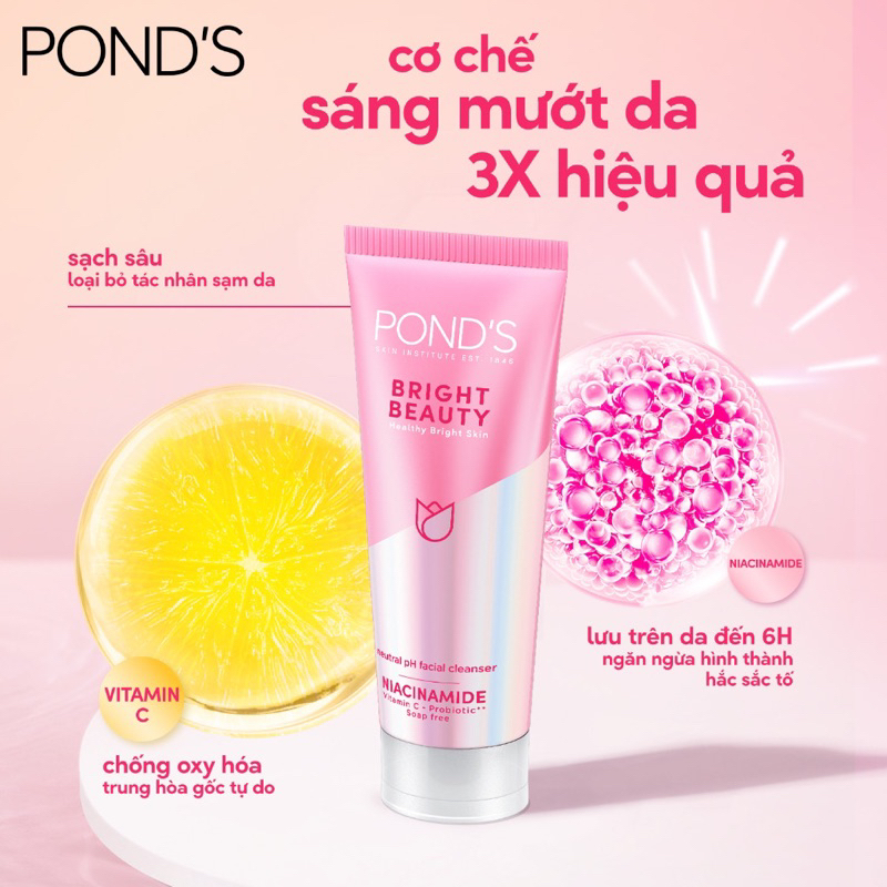 Sữa Rửa Mặt Trắng Hồng Pond's White Beauty 50g
