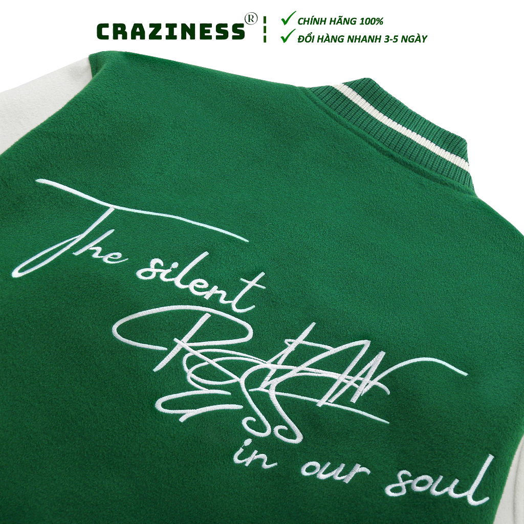 ÁO KHOÁC NAM NỮ UNISEX 2 LỚP - CRAZINESS CZ VARSITY/ MÀU XANH/ GREEN