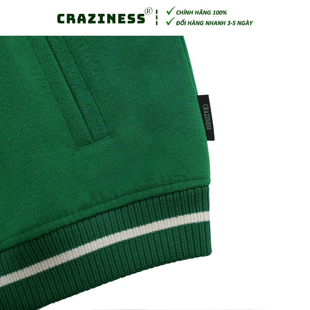 ÁO KHOÁC NAM NỮ UNISEX 2 LỚP - CRAZINESS CZ VARSITY/ MÀU XANH/ GREEN