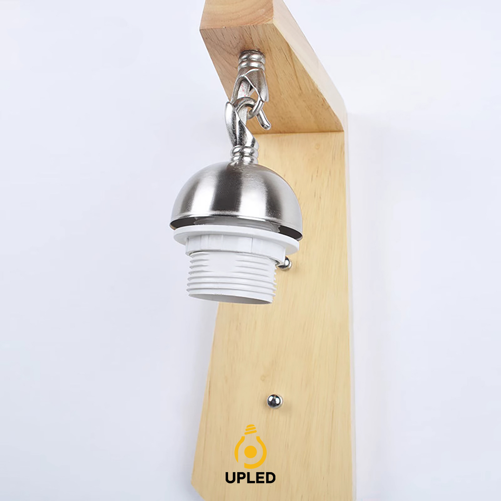 Đèn Treo Tường Trang Trí Phòng Khách Phòng Ngủ Thân Gỗ Chao Sữa Upled