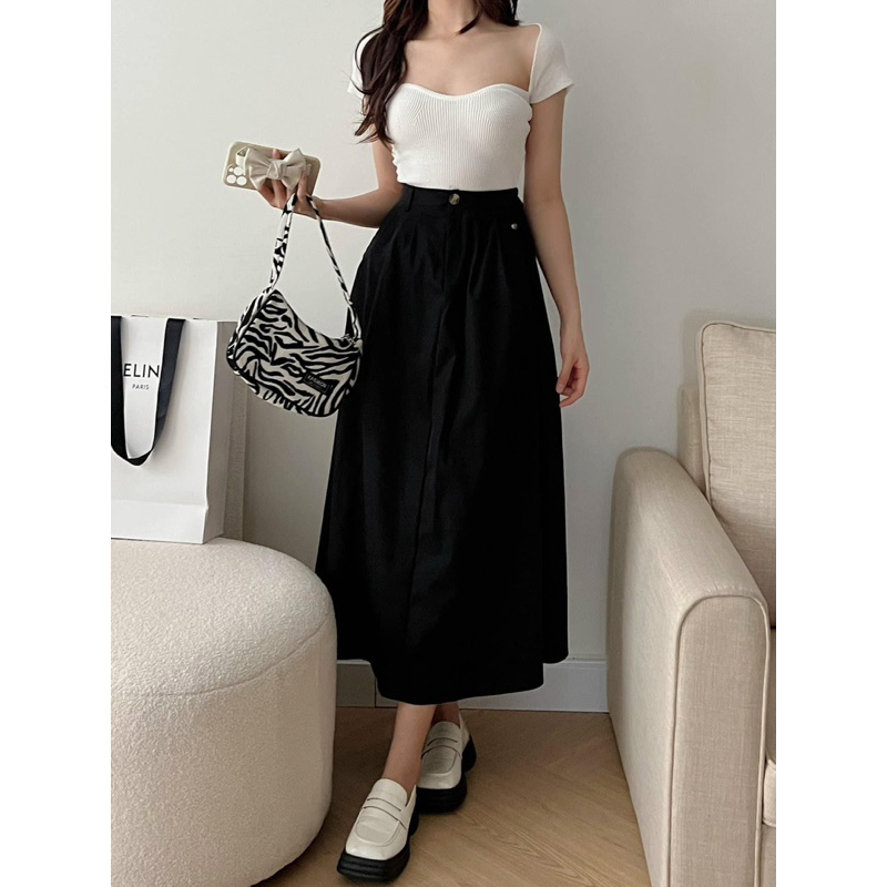 |🚛FREESHIP| Chân váy kaki ly dáng dài 4 màu lưng chun vintage