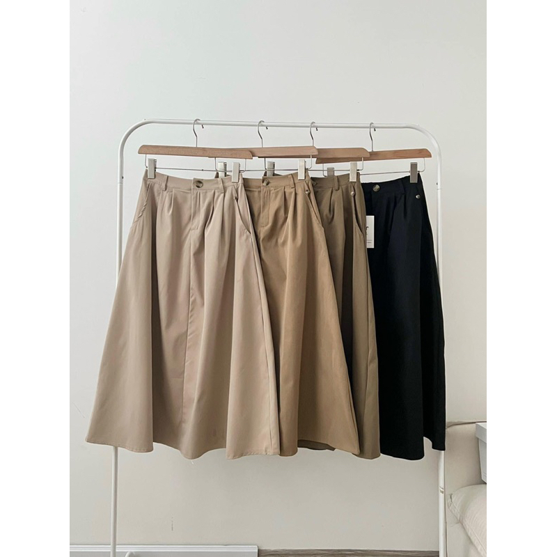 |🚛FREESHIP| Chân váy kaki ly dáng dài 4 màu lưng chun vintage
