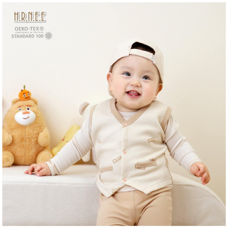 HRNEE Áo gile cài thẳng trần bông cho bé 6-24 tháng