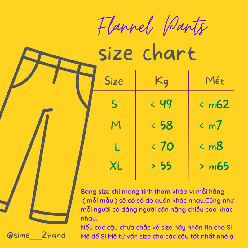 Quần flannel bigsize unisex hottrend 2hand