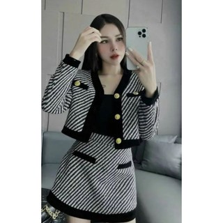 Set dạ phối viền nhẹ nhàng tiểu thư